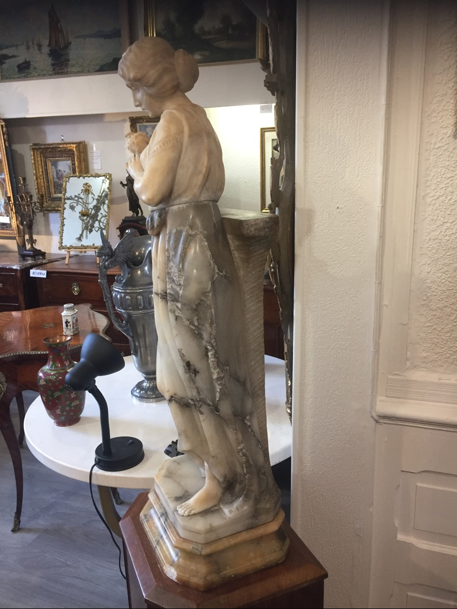 Art Deco Marble Sculpture Of A Woman -photo-3