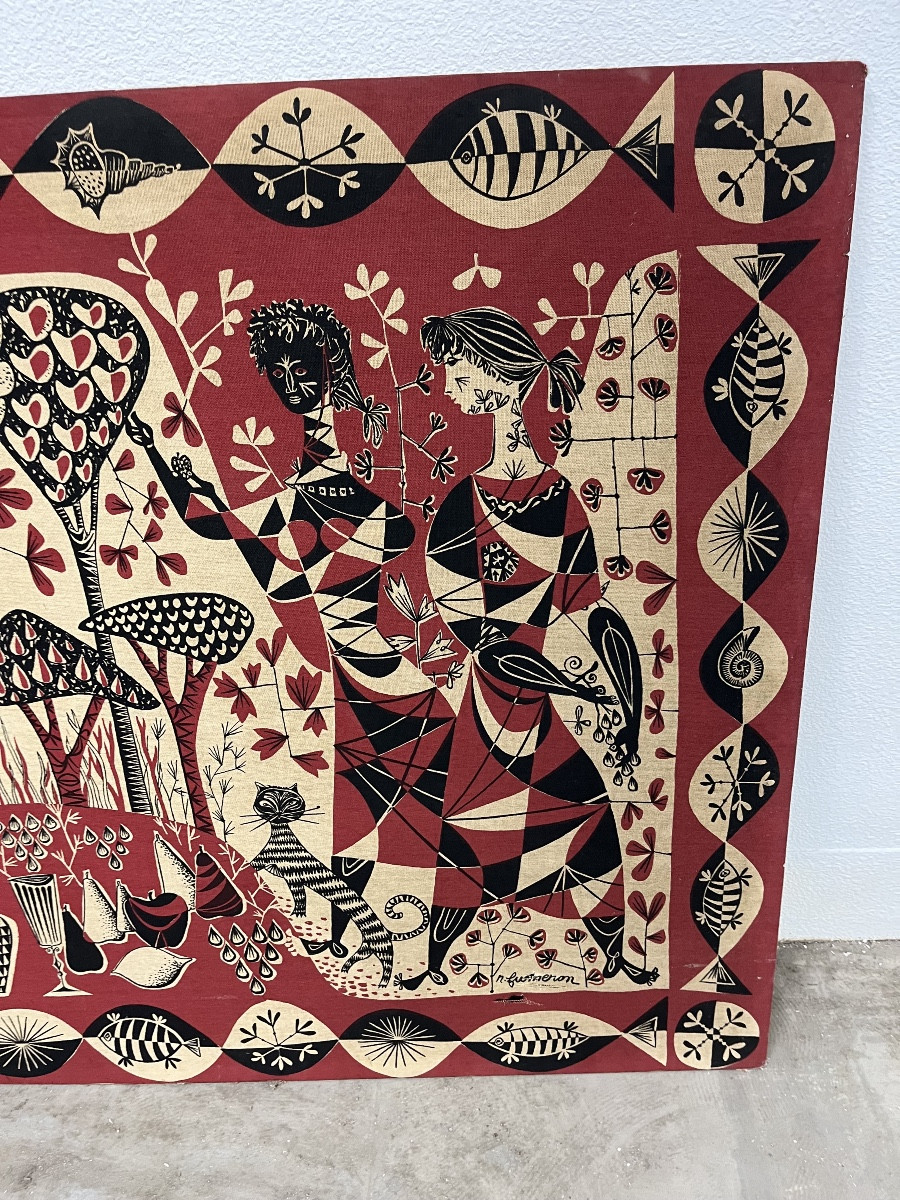 Tapestry "the Fish Market" By R. Fumeron-photo-3