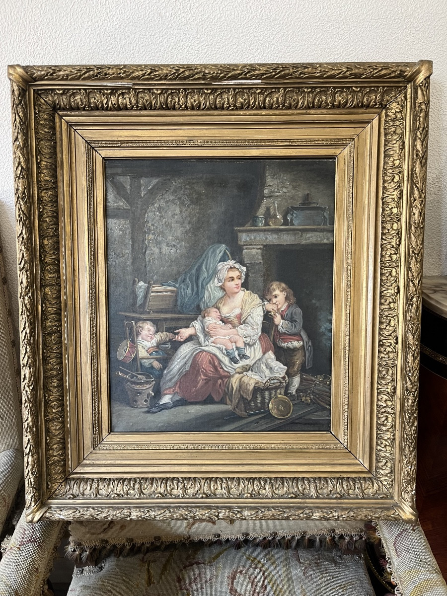 Paire de tableaux  scènes de genres d’après Greuze -photo-2