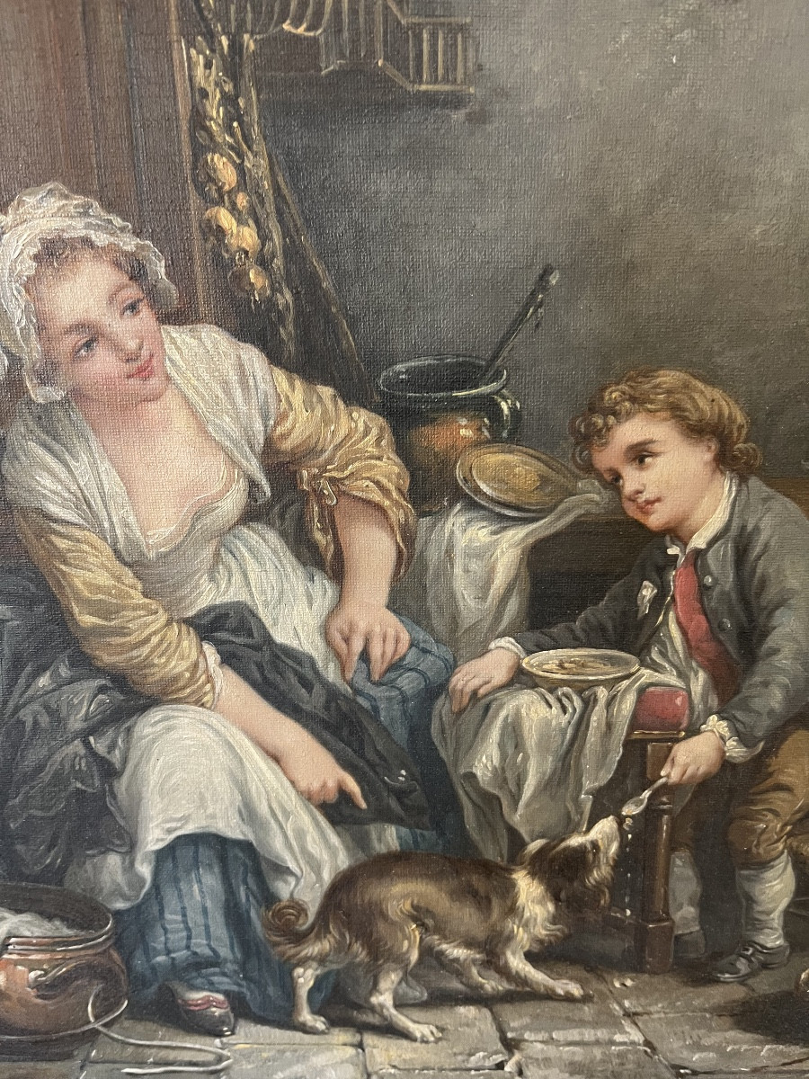 Paire de tableaux  scènes de genres d’après Greuze -photo-3