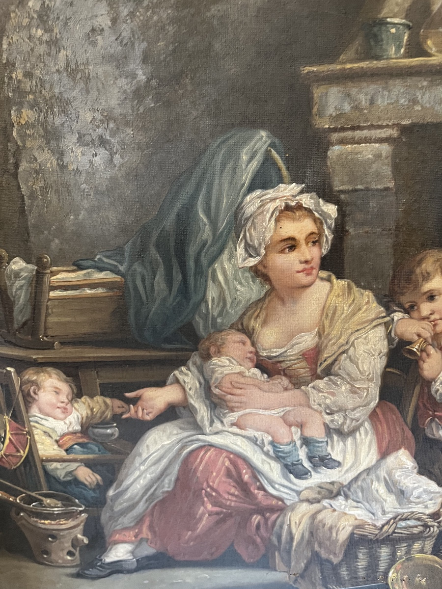 Paire de tableaux  scènes de genres d’après Greuze -photo-4