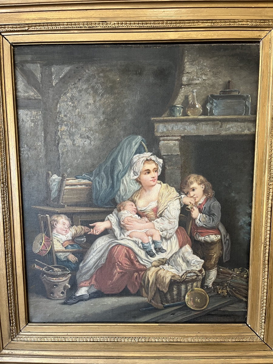 Paire de tableaux  scènes de genres d’après Greuze -photo-2