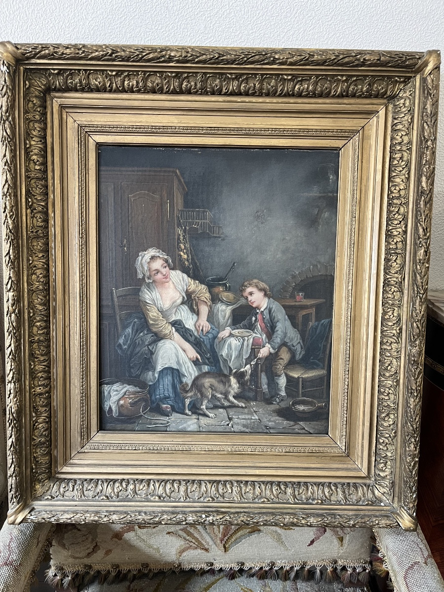Paire de tableaux  scènes de genres d’après Greuze 
