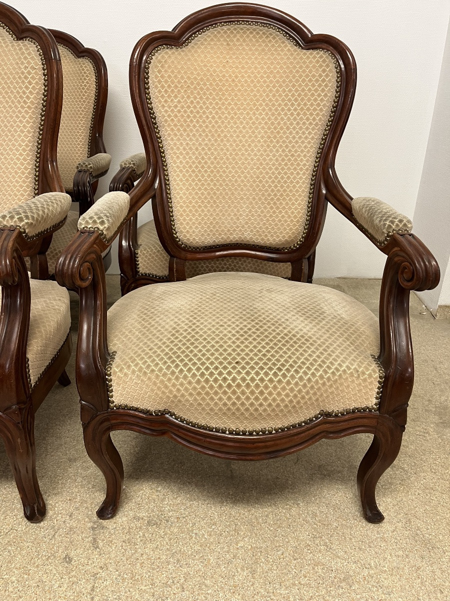 4 fauteuils 19 éme Siècle en acajou -photo-3