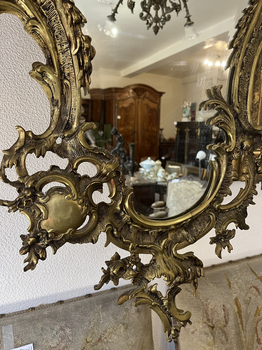 Miroir encadrement en bronze de style Louis XV-photo-2