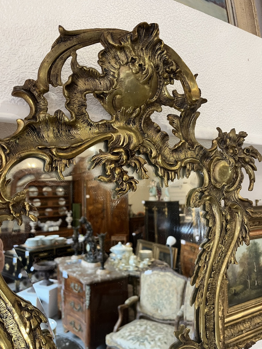 Miroir encadrement en bronze de style Louis XV-photo-1
