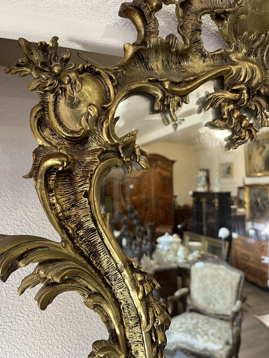Miroir encadrement en bronze de style Louis XV-photo-2