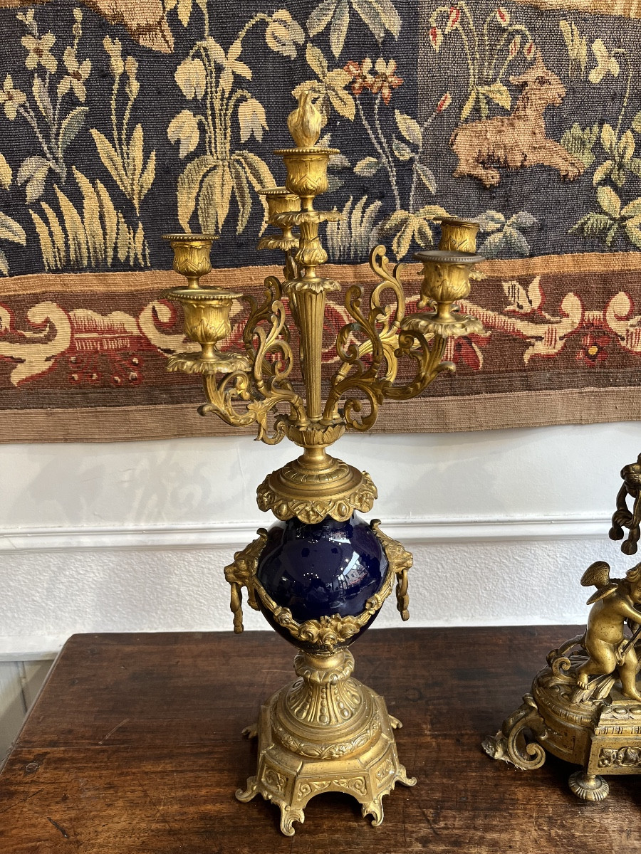 19th Century 3-piece Bronze And Porcelain Shirt Set -photo-6