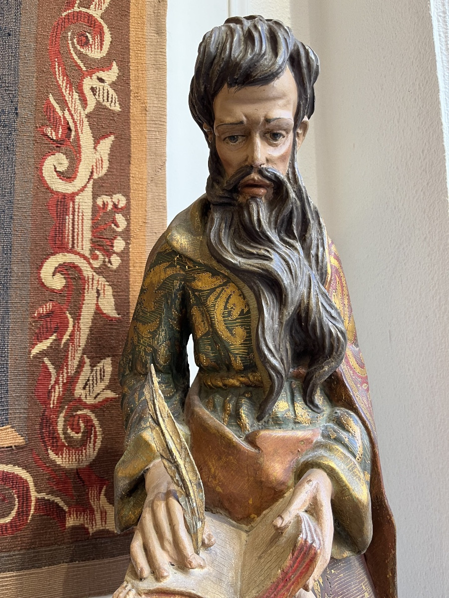 Important Polychrome Wooden Sculpture Representing Moses -photo-2