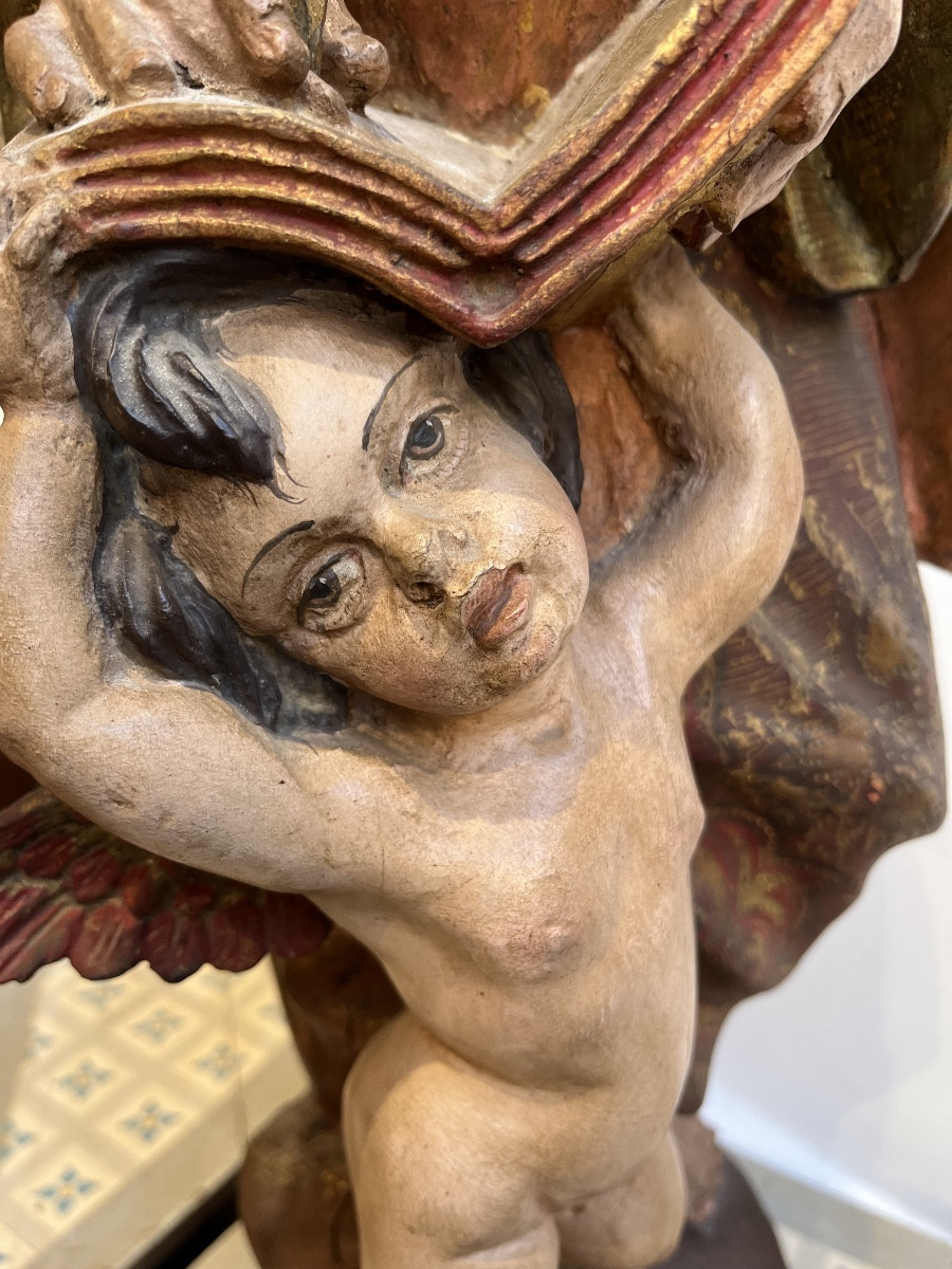 Important Polychrome Wooden Sculpture Representing Moses -photo-2