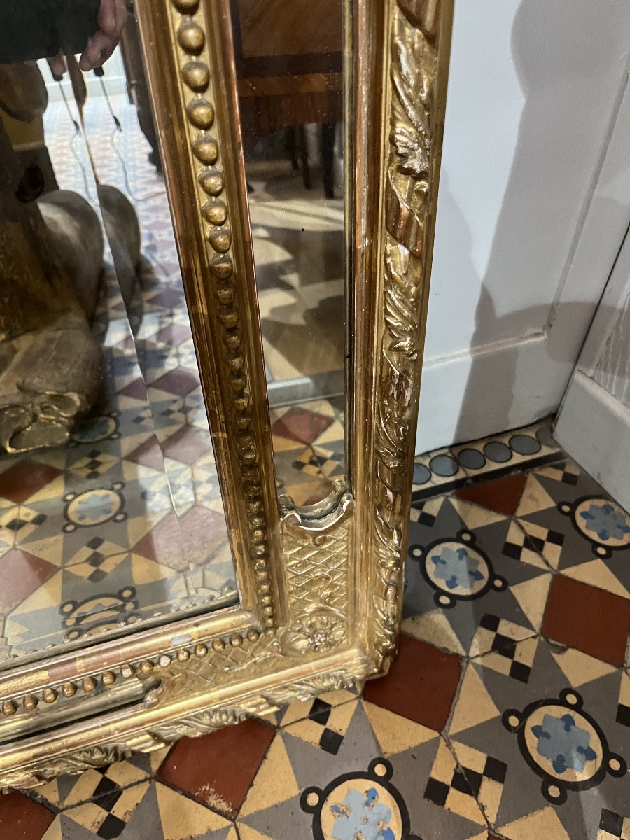 Miroir en bois doré à parcloses 19 éme Siècle -photo-1