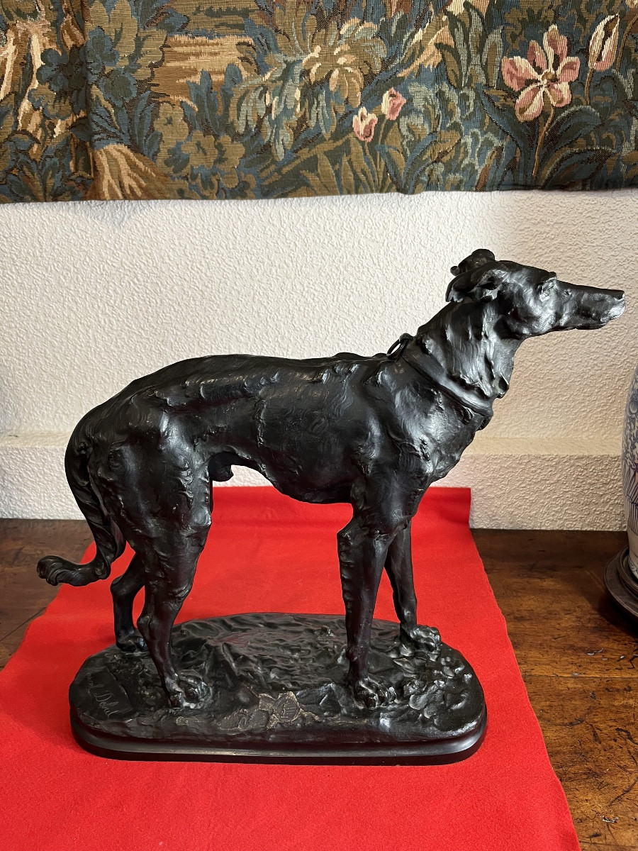Large Bronze Greyhound By Debut -photo-2