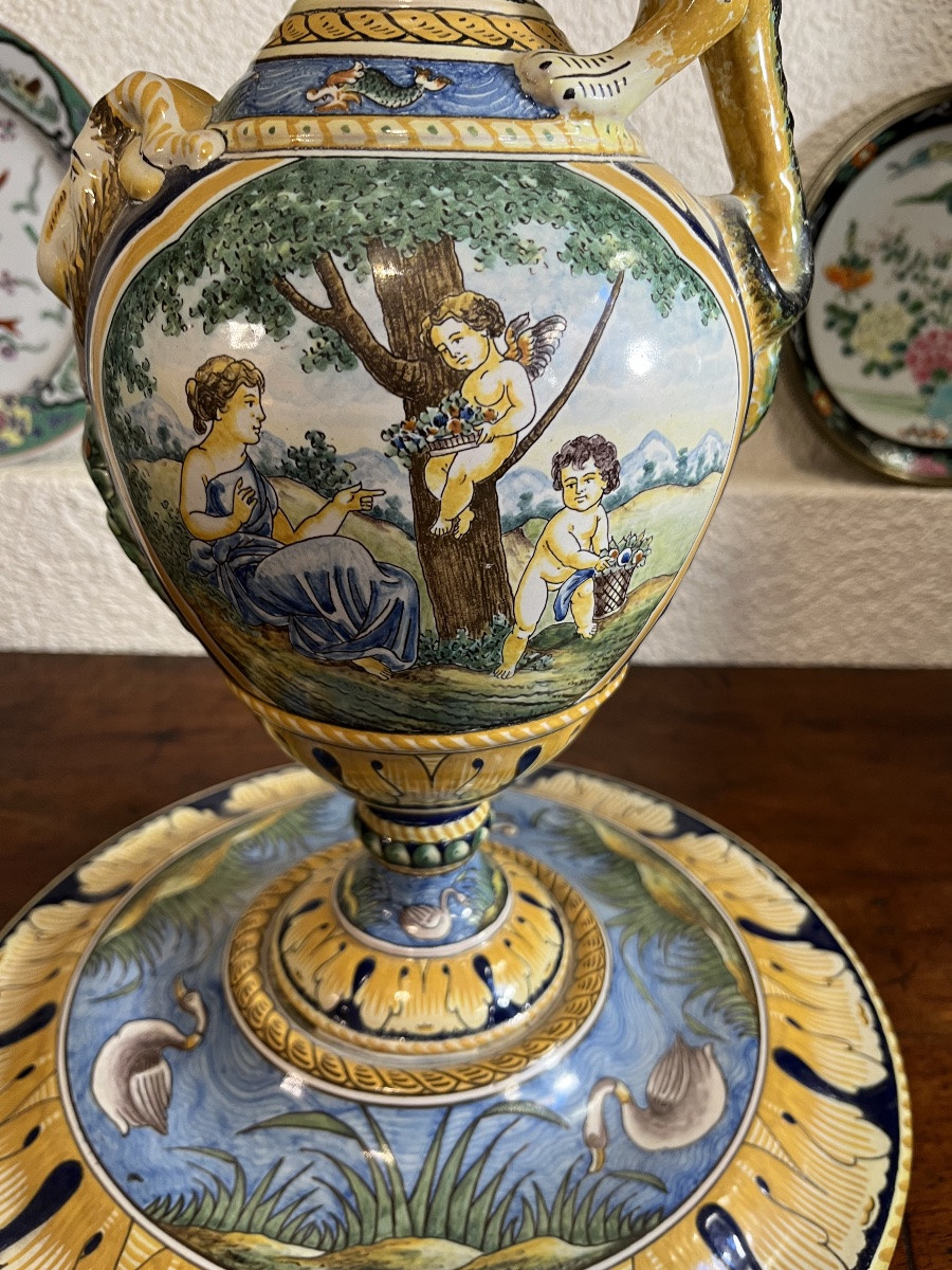 Ewer And Its Tray In Nevers Earthenware -photo-2