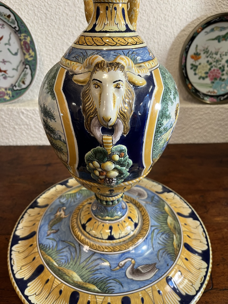 Ewer And Its Tray In Nevers Earthenware -photo-1
