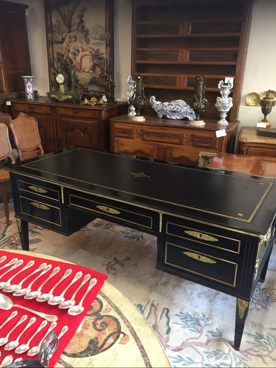 Bureau plat Ministre de style Louis XVI -photo-2