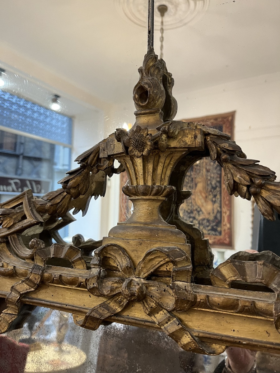 Miroir bois doré et sculpté Louis XVI -photo-3