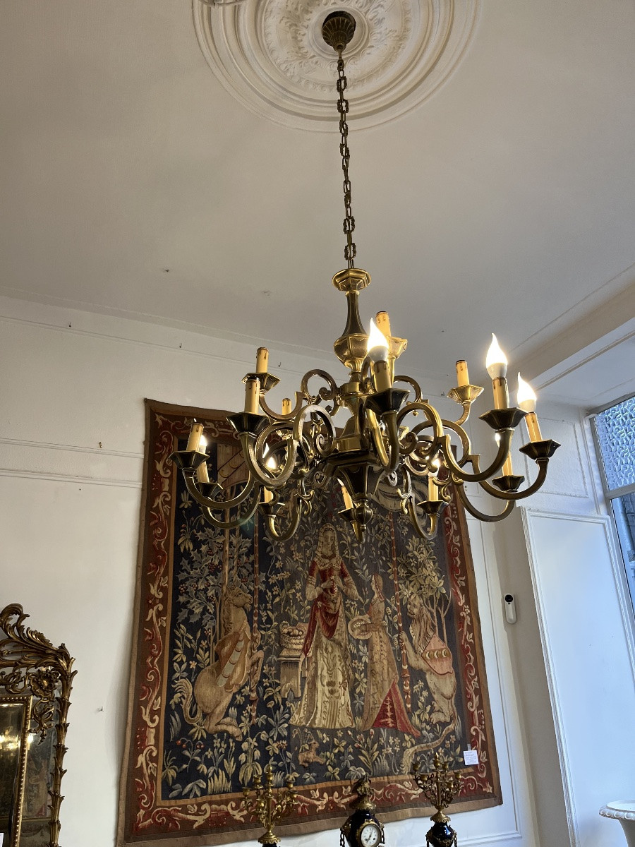 Important lustre en bronze style Louis XIV-photo-3