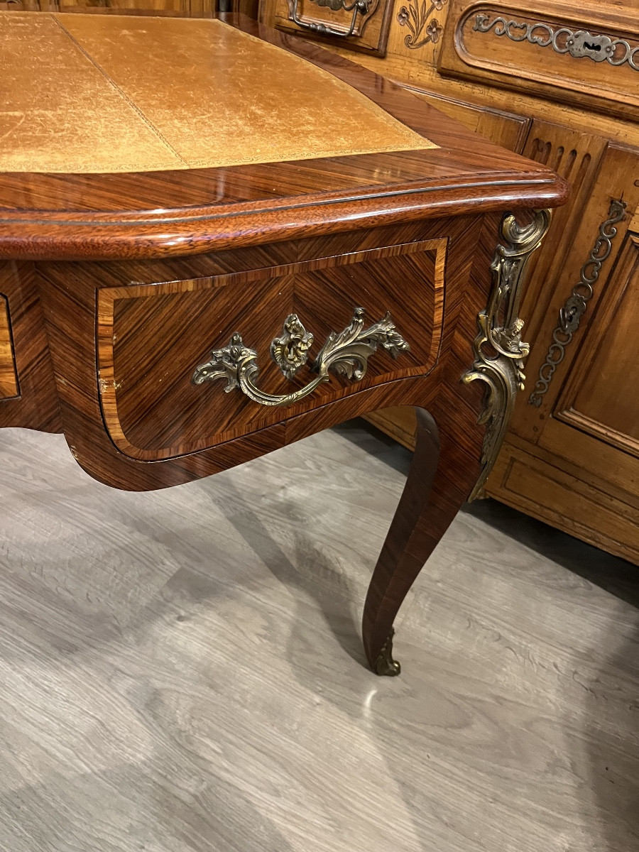 Louis XV Style Marquetry Flat Desk, 19th Century -photo-4