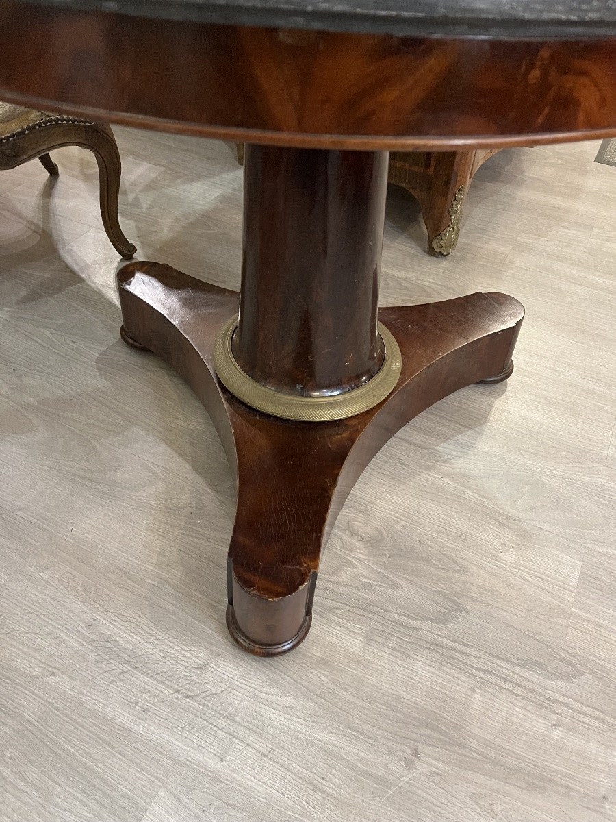 Guéridon en acajou dessus marbre Époque Empire -photo-3