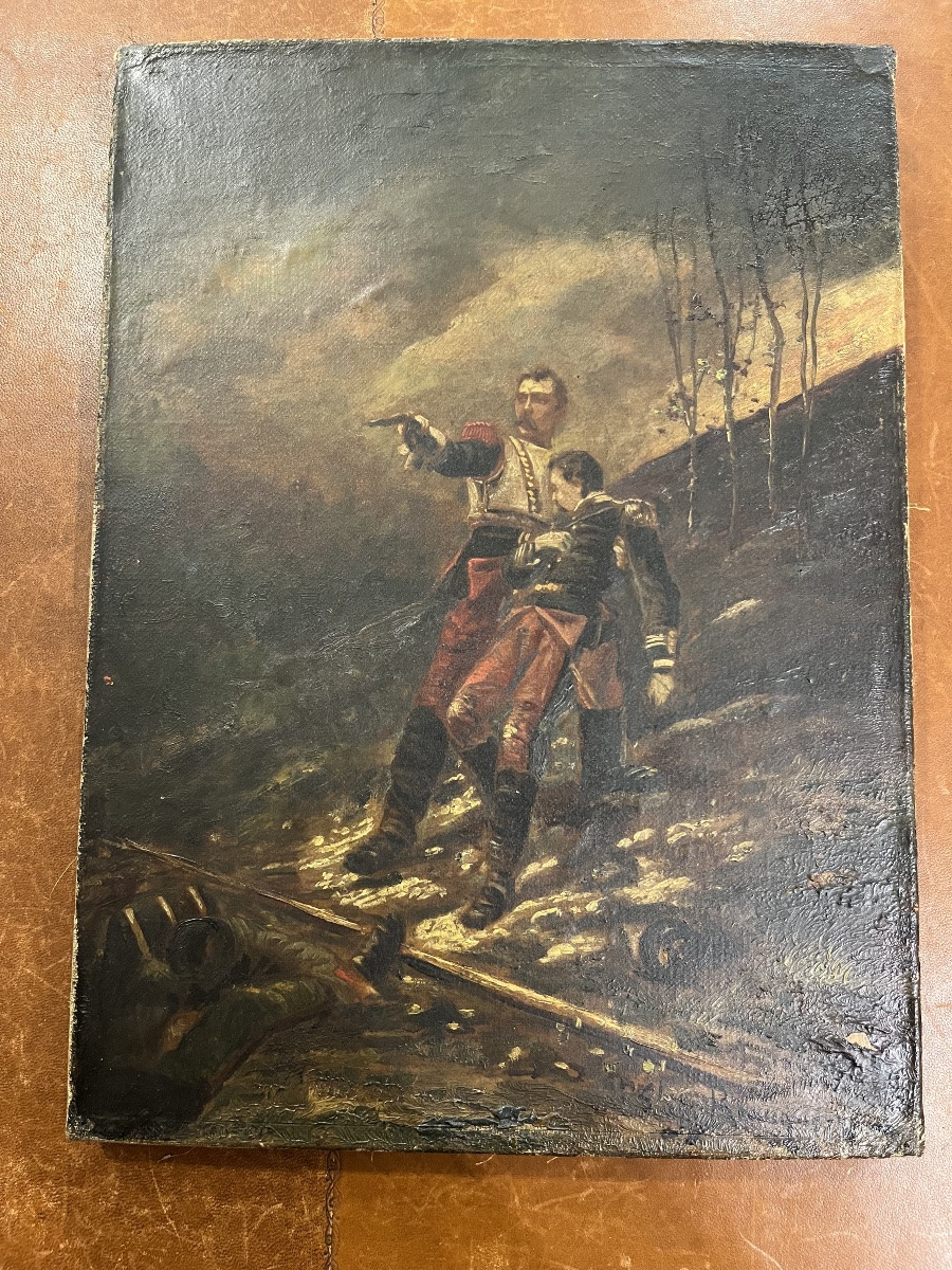 Tableau signè  scène militaire 19 éme siècle -photo-1