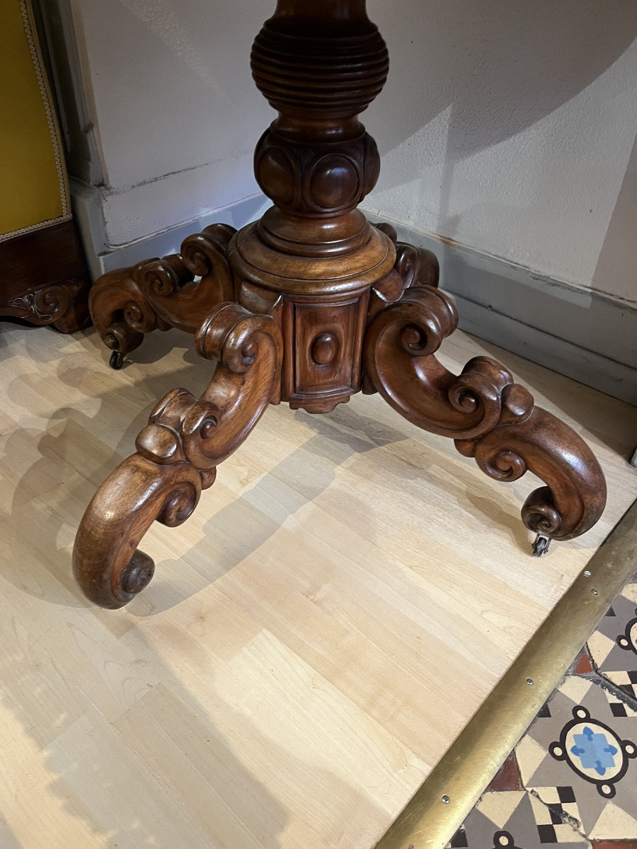 Mahogany Side Table With Marble Top, Mid-19th Century -photo-4