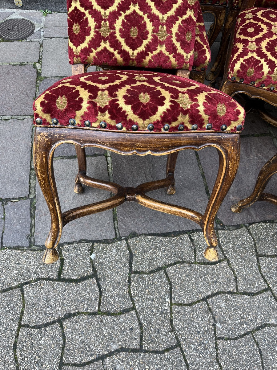 Suite de 8 chaises de style Louis XIV à haut dossier -photo-4