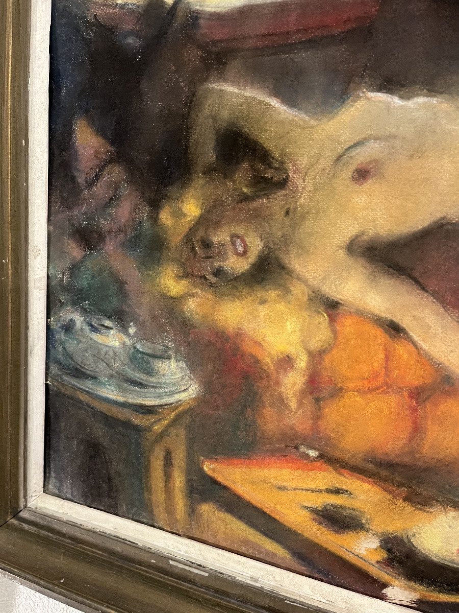 Pastel nue allongée par Louis Fortuney-photo-2