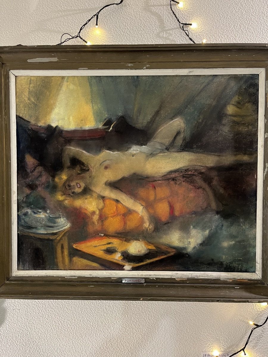 Pastel nue allongée par Louis Fortuney-photo-2