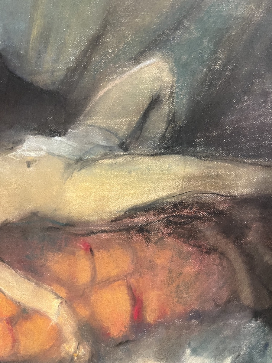 Pastel nue allongée par Louis Fortuney-photo-3
