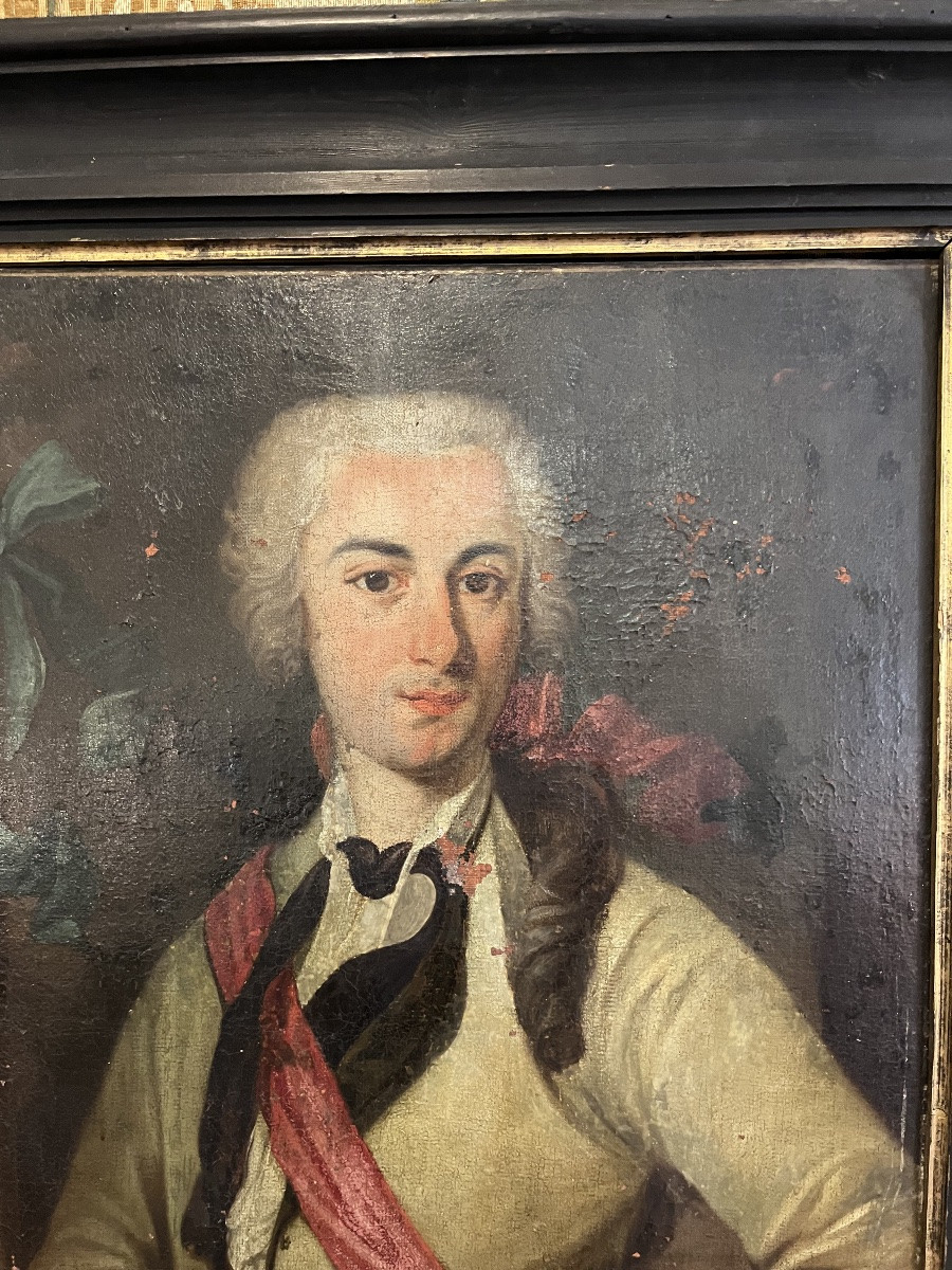 Grand portrait en buste d’un Gentilhomme 18 éme siècle -photo-2