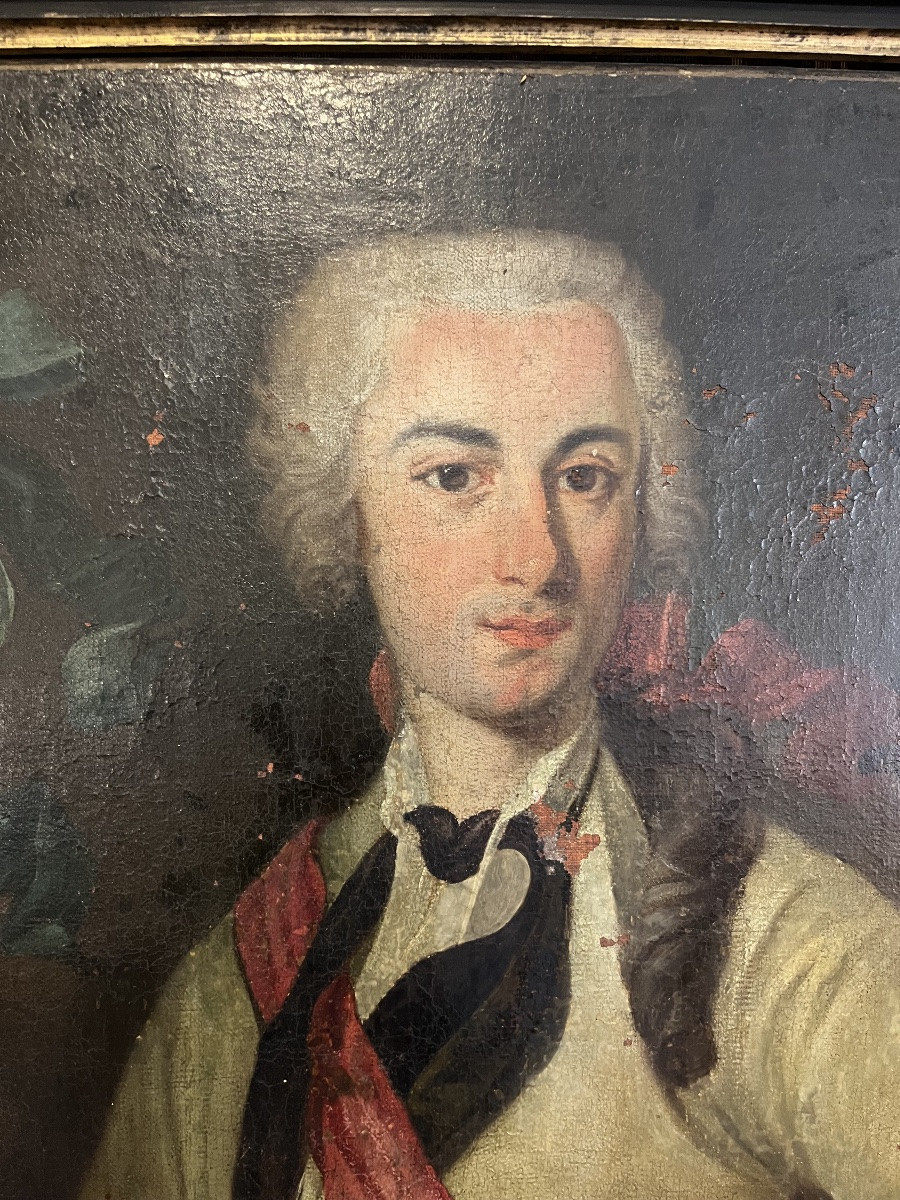 Grand portrait en buste d’un Gentilhomme 18 éme siècle -photo-2