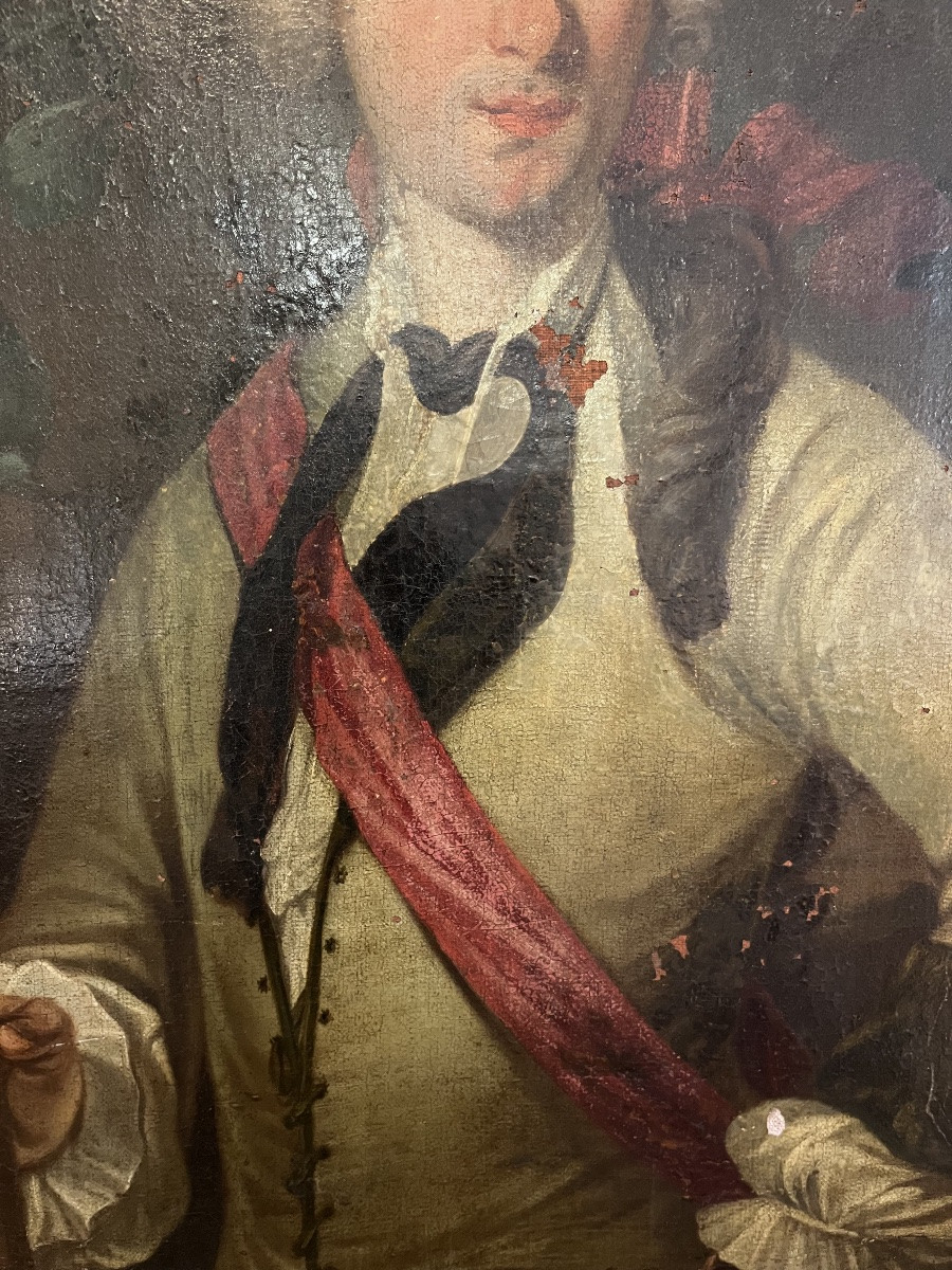 Grand portrait en buste d’un Gentilhomme 18 éme siècle -photo-3