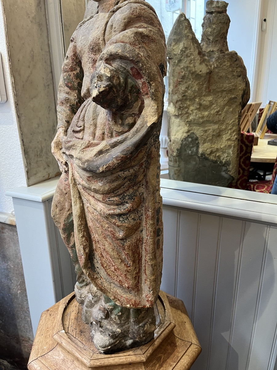 Sculpture en pierre d’une sainte 16 ème siècle -photo-1