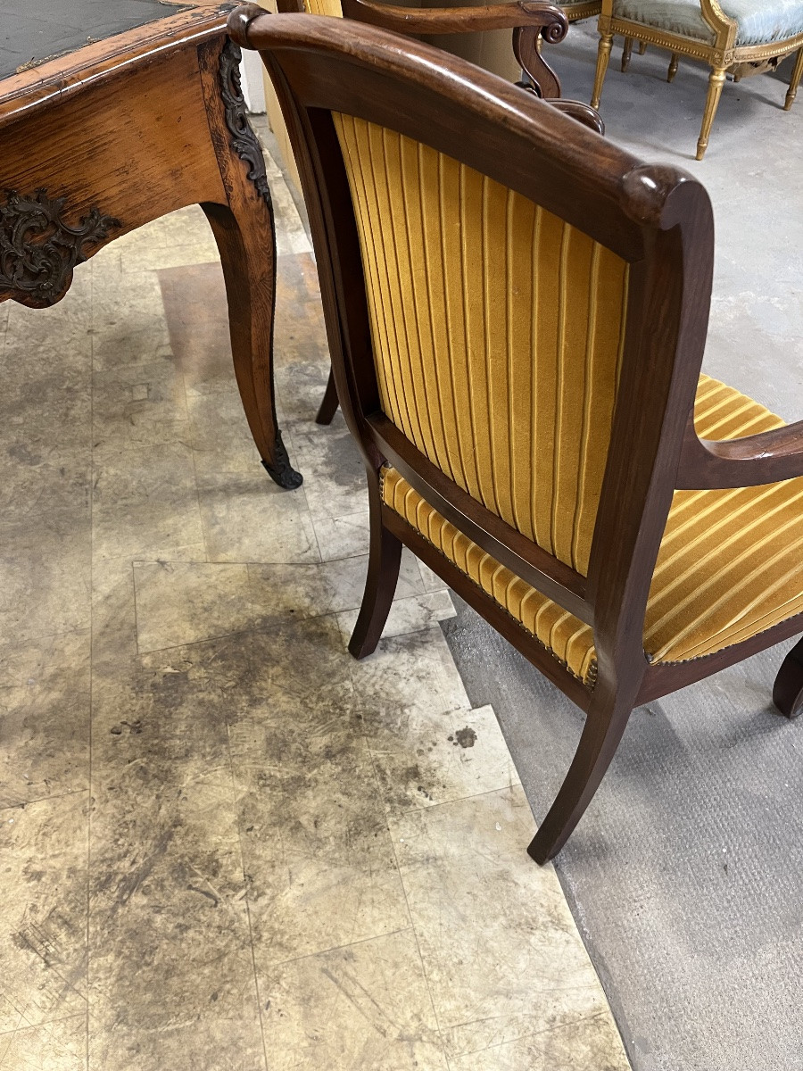 Pair Of Restoration Period Mahogany Armchairs-photo-3