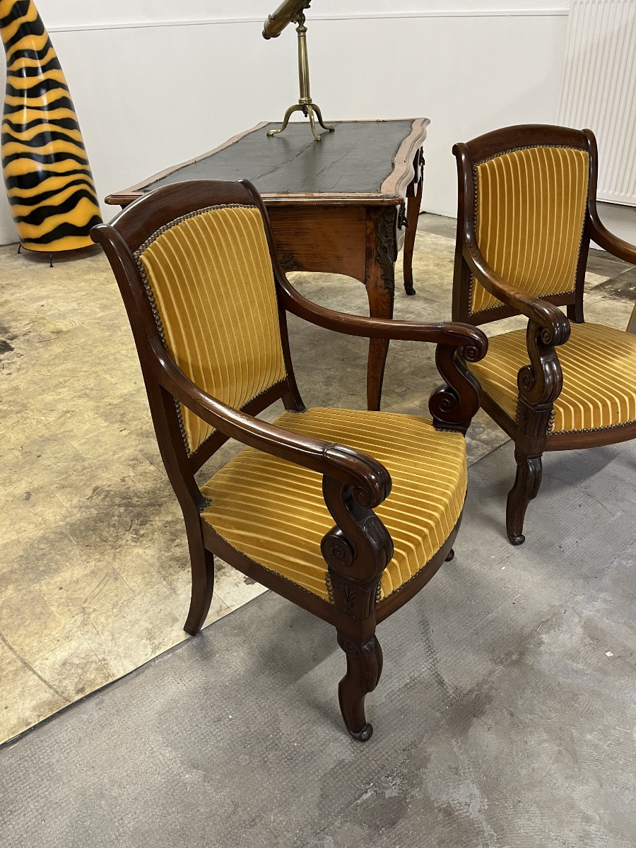 Pair Of Restoration Period Mahogany Armchairs
