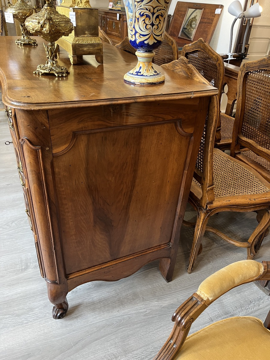 Commode en noyer blond Époque Louis XV 18 éme Siècle -photo-3