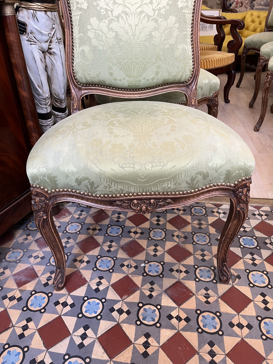 Set Of 10 Chairs And 2 Armchairs In The Louis XV Style With Queen Anne Style Backs -photo-1