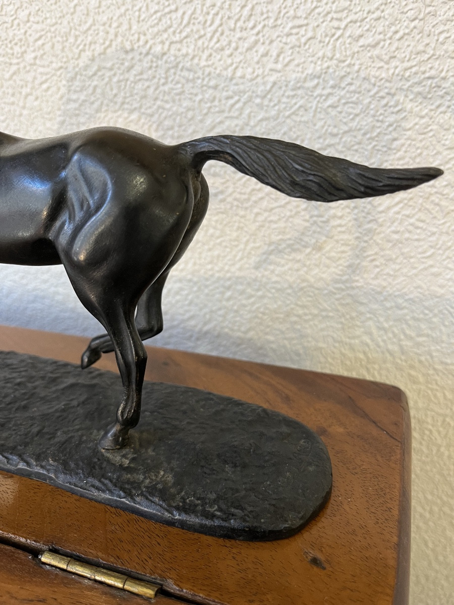 Bronze Thoroughbred Horse At A Gallop, Signed-photo-4