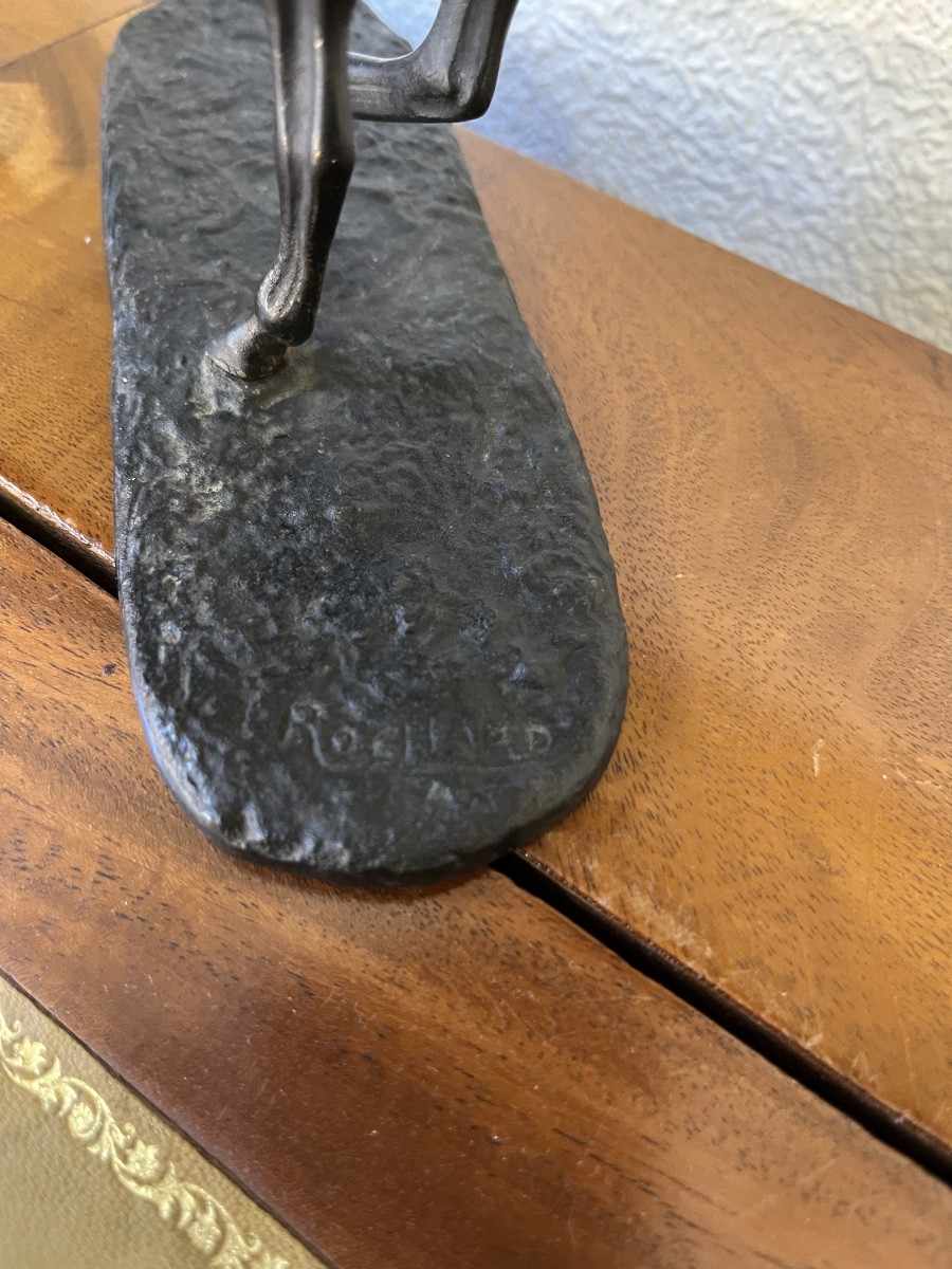 Bronze Thoroughbred Horse At A Gallop, Signed-photo-1