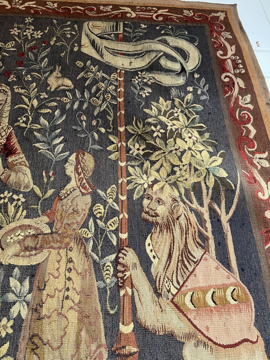 Tapisserie d’Aubusson  La  Dame à la Licorne  19 éme siècle -photo-3
