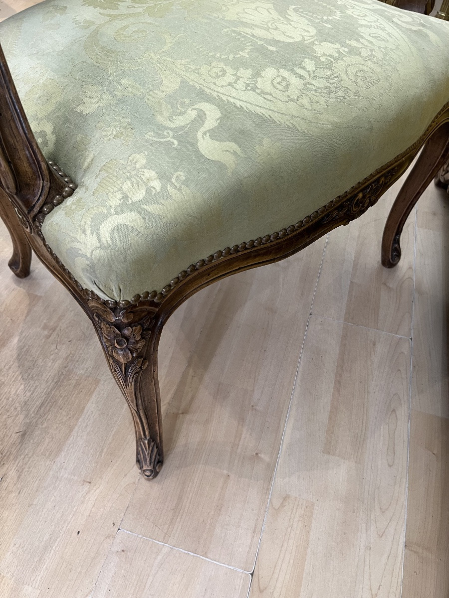 Pair Of Large Walnut Armchairs In The Louis XV Style-photo-3