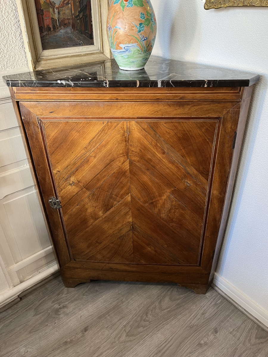 Paire d’encoignures en bois de placage Style Louis XVI 19 éme siècle -photo-2