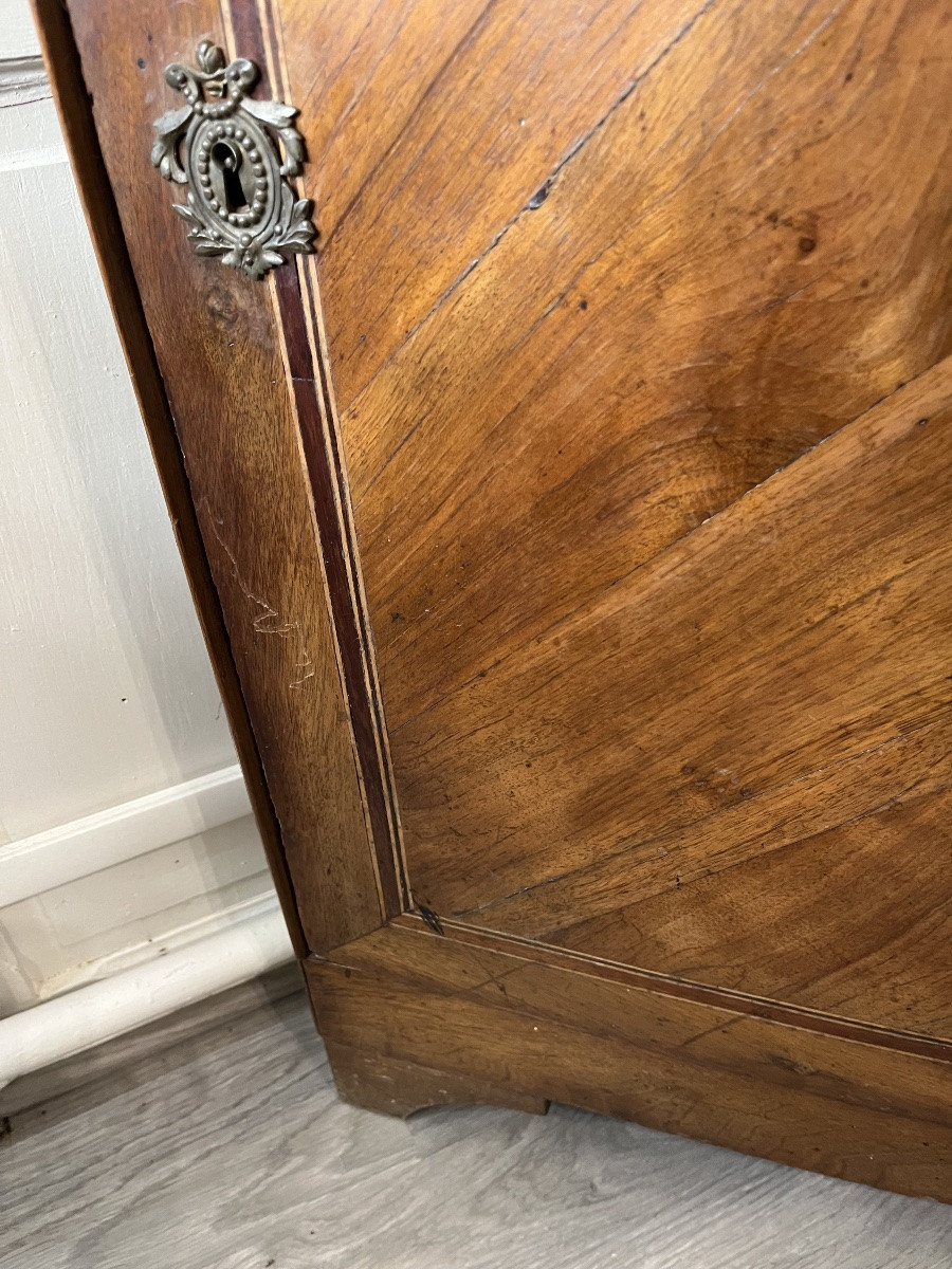 Paire d’encoignures en bois de placage Style Louis XVI 19 éme siècle -photo-4