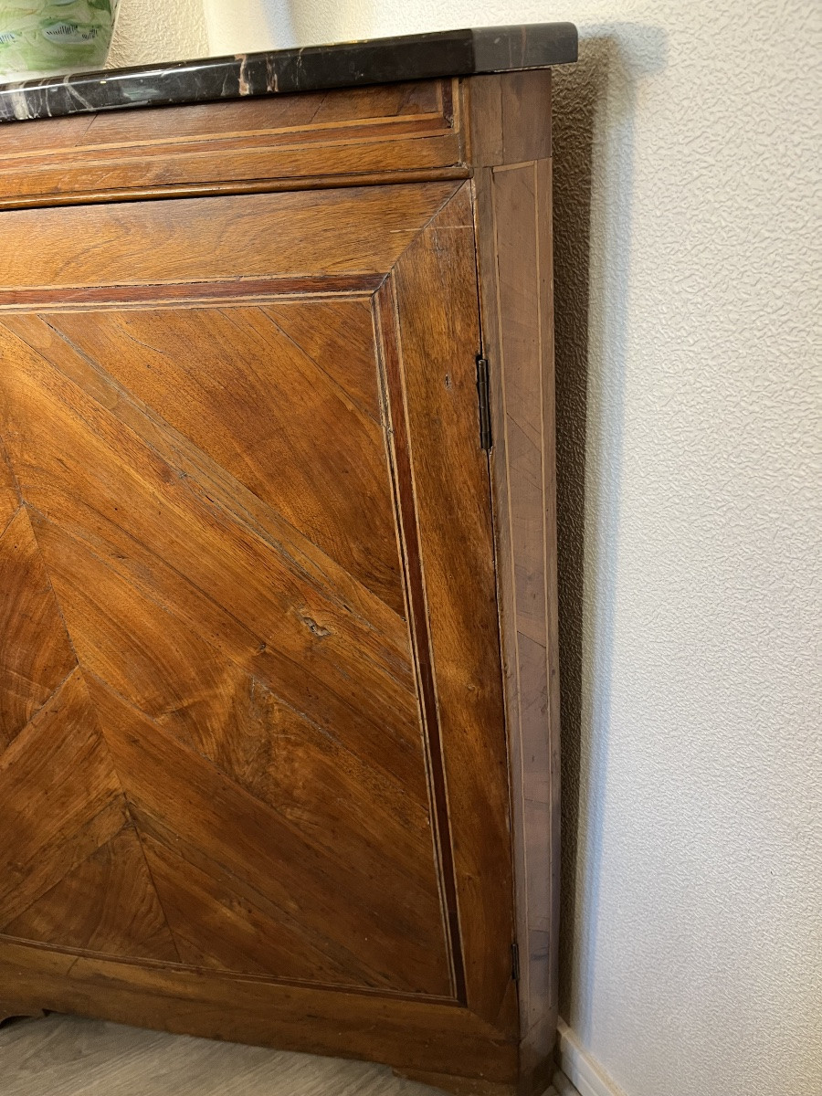 Paire d’encoignures en bois de placage Style Louis XVI 19 éme siècle -photo-1