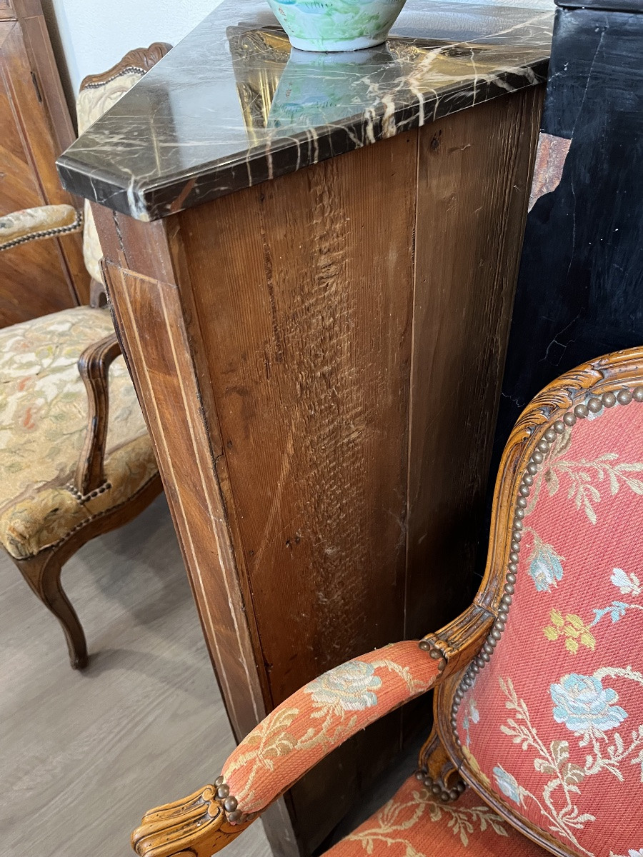 Paire d’encoignures en bois de placage Style Louis XVI 19 éme siècle -photo-2