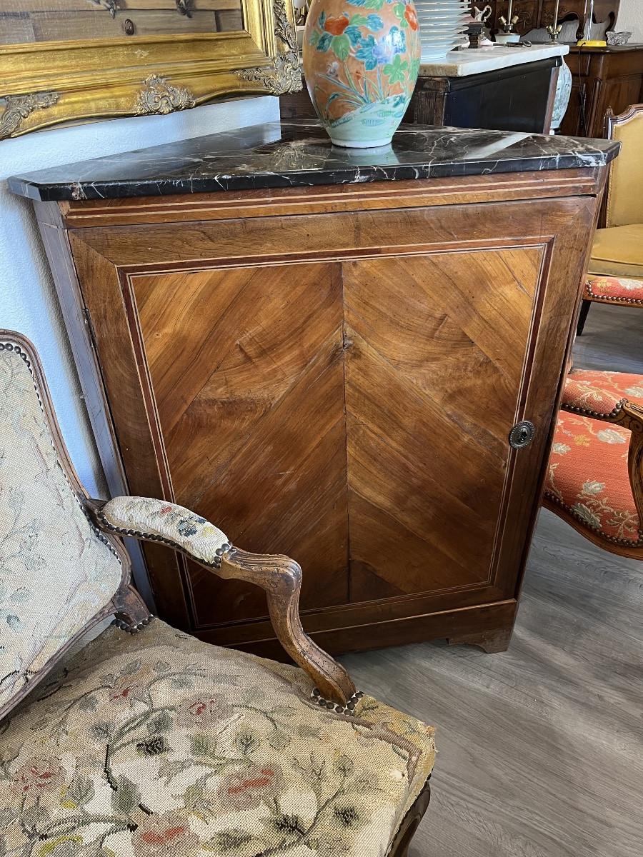 Paire d’encoignures en bois de placage Style Louis XVI 19 éme siècle -photo-3