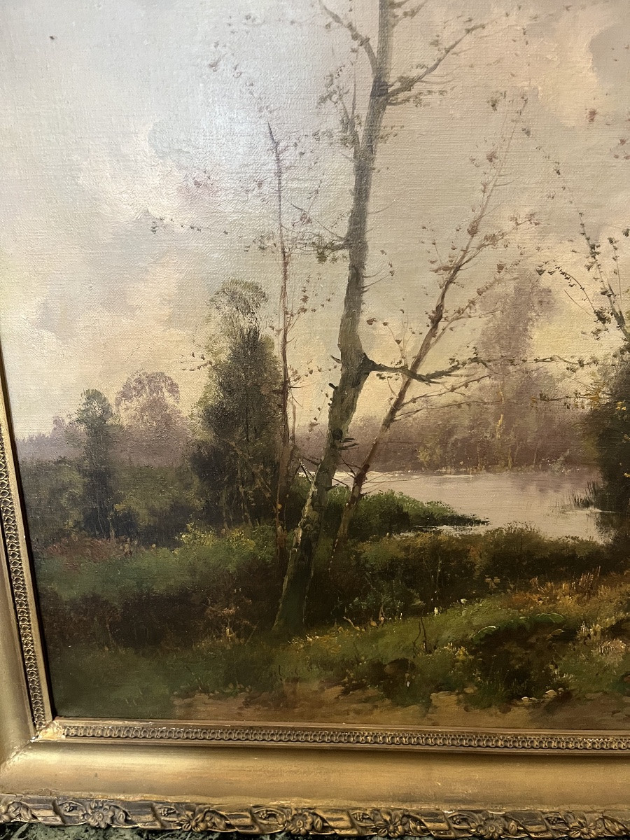 Oil On Canvas Landscape Painting By Galien - Laloue-photo-2