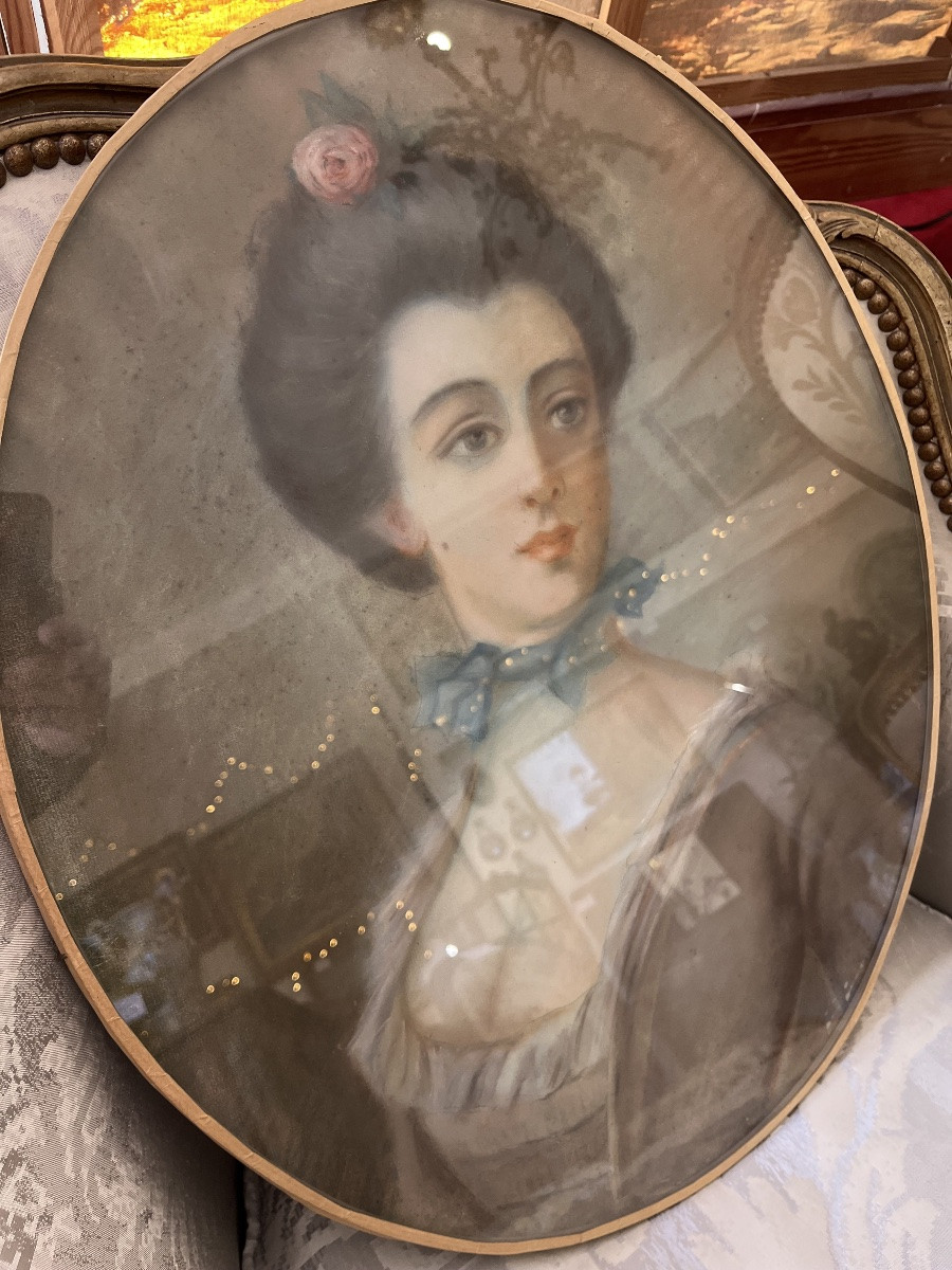 Quality Pastel Portrait Of A Woman 19th Century-photo-2