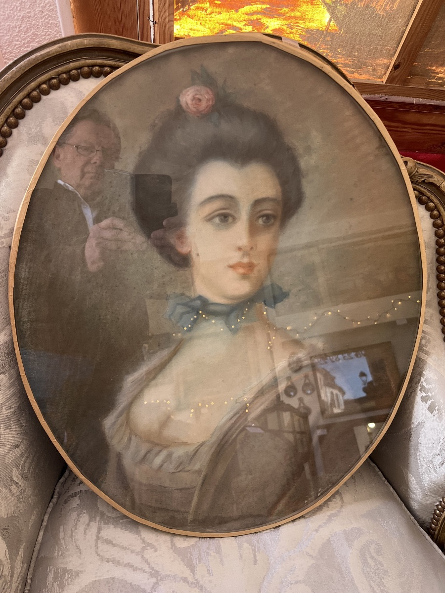 Quality Pastel Portrait Of A Woman 19th Century