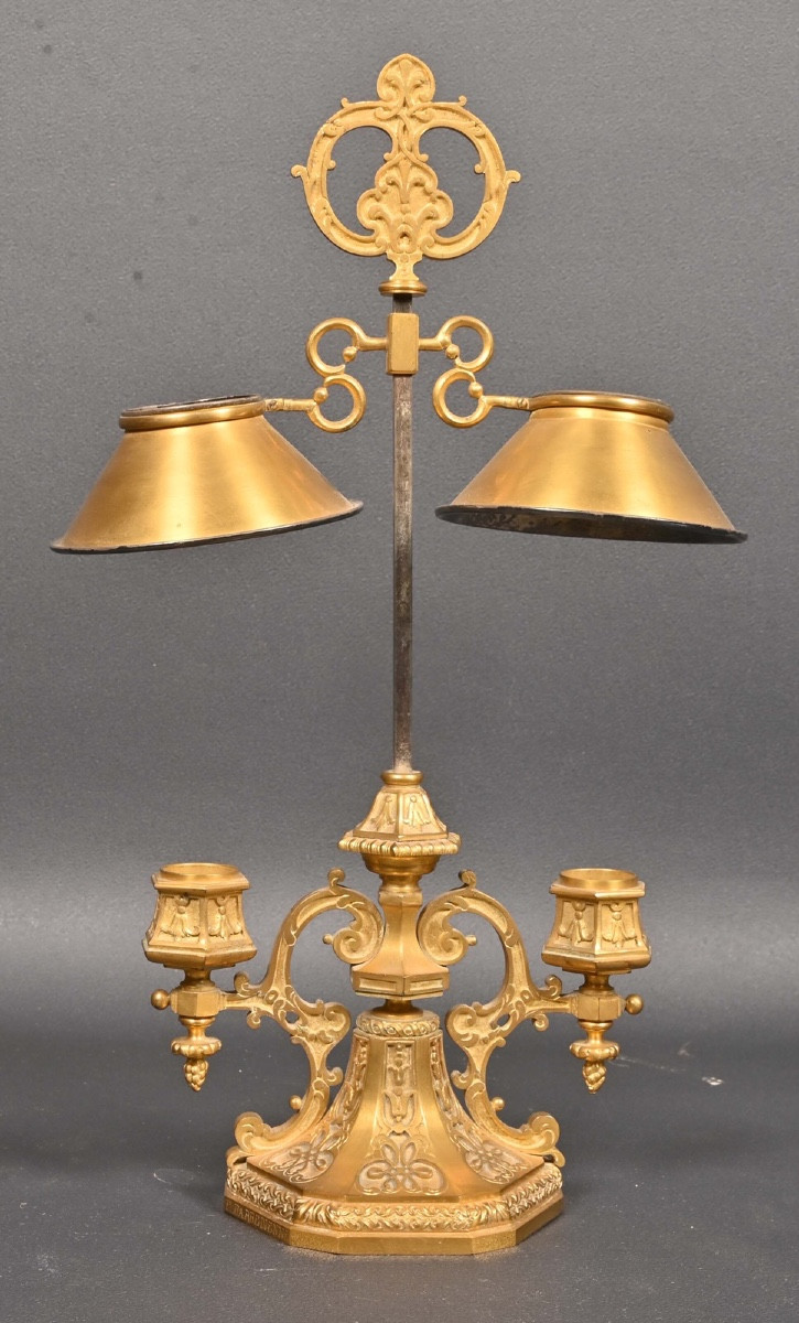Hot-water Bottle Lamp In Gilded Bronze Signed Barbedienne